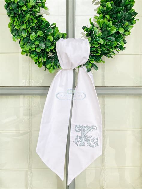 Monogram Wreath Sash Initial Wreath Sash Etsy