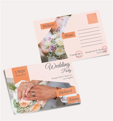 Wedding Postcard Template Vector Wedding Postcard Postcard Template