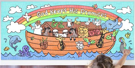 LARGE Bible Themed noah's Ark Coloring Sheet 30 by 72 Inches Coloring ...