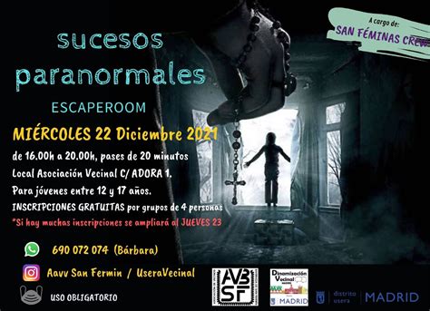 Actividades Comunitarias Escape Room Sucesos Paranormales