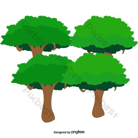 Green Japanese Illustration Style Landscape Tree Ai Png Images Free