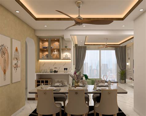 Modern Dining Room Design With 6 Seater Table Livspace