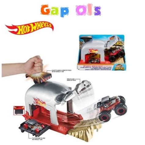 Jual Hot Wheels Monster Truck Pit And Launch Team Bone Shaker Shopee Indonesia