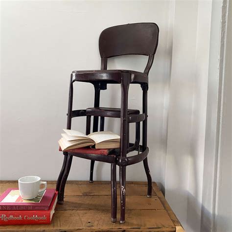 Vintage Metal Step Stool Chair By Cosco 4 D Model Circa 1940s 1950s In The Vintage Kitchen Shop