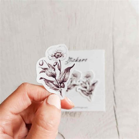 Monochrome Vintage Flower Sticker Pack Bubblegumfringe