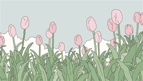 Cute Laptop Wallpaper With Pink Tulips