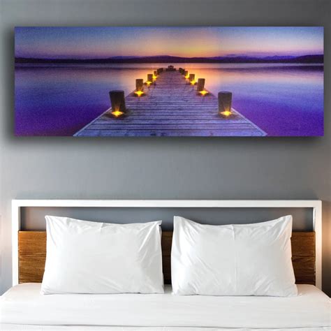 Led Wall Picture Pier With Tealight Seascape Canvas Art Light Up Decor