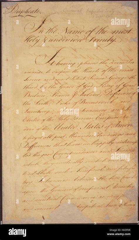 The Treaty of Paris, sent to Congress by the American negotiators John ...