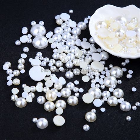 Wholesale Abs Craft Half Round Pearl Flatback Beads 2 14mm Shiny Unique