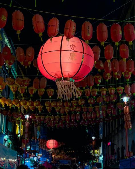 Traditional Lanterns over Street at Night · Free Stock Photo