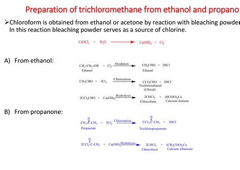 Preparation Of Trichloromethane From Ethanol And Propanone Science