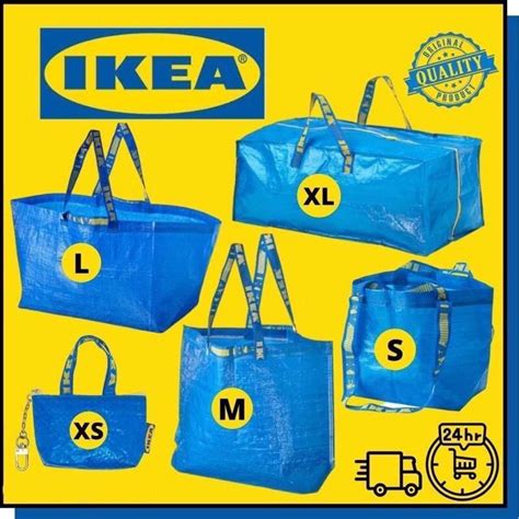 Brand Ikea Bag Laundry Carrier Recycle Reusable Beg Plastik Ikea Biru