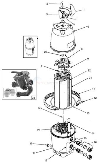 Jandy Large DE Filter DEL Series Parts - INYOPools.com