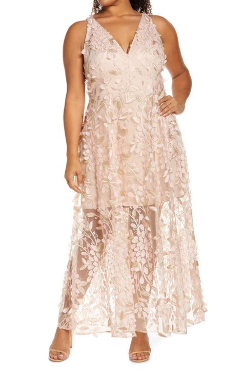 Xscape 3d Floral A Line Gown Blush Editorialist