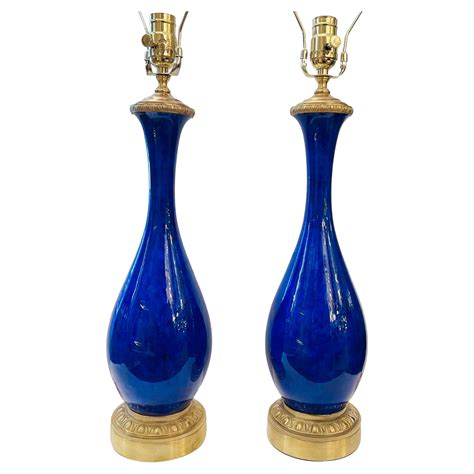 Pair Of Vintage Cobalt Blue Murano Glass Lamps For Sale At 1stdibs