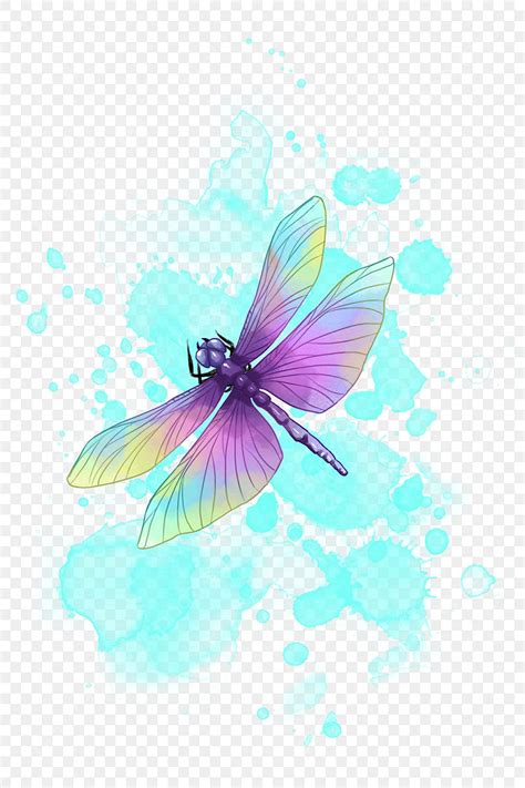 Watercolor Dragonfly Clipart Vector Watercolor Splash Ink Dragonfly