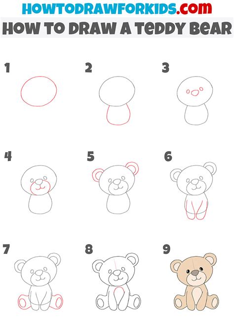 How To Draw A Teddy Bear Step By Step Drawing Tutorial For Kids