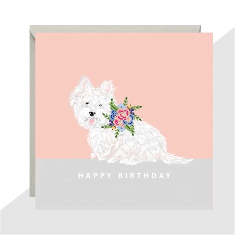 Westie Happy Birthday Card Finished With Hand Crafted Crystals Etsy