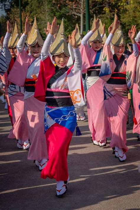 Performers On Awa Odori Japanese Dance Festival Editorial Photography