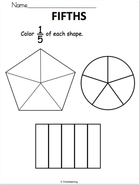 Fraction Worksheet Fifths Made By Teachers