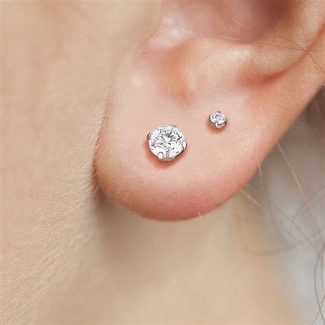 Prong Set Cz Implant Grade Titanium Stud Earrings Etsy Uk