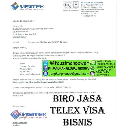 BIRO JASA PEMBUATAN TELEX VISA Jangkar Global Groups