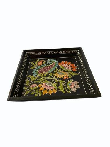 Natural Finish Black Rajasthani Wooden Hand Painted Tray At Rs In