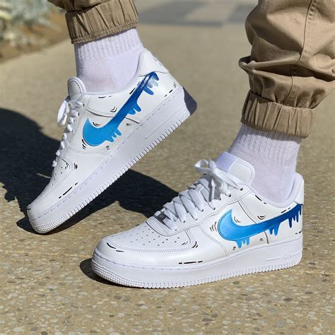 Nike Air Force One Custom Swoosh Blu Azzurro Llab Scarpe Custom