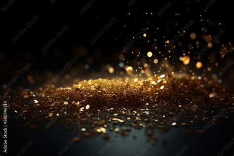 Glittering Gold Dust Background on a dark background with gold ...