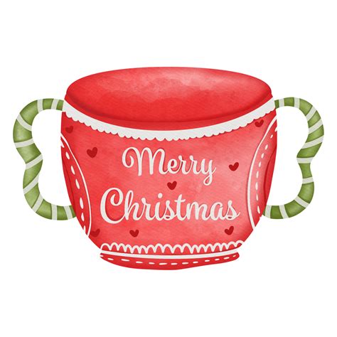 Watercolor Red Coffee Cup Decorated Christmas Mug Watercolor