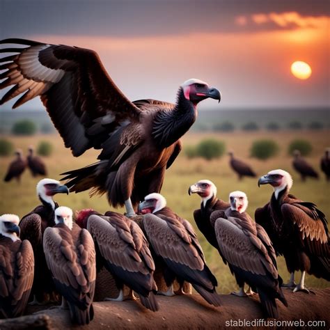 Nighttime 4K Flock Of Vultures Eating Carrion Stable Diffusion Online