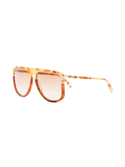 Chloé Eyewear Pilot Frame Tortoiseshell Effect Sunglasses Orange Farfetch