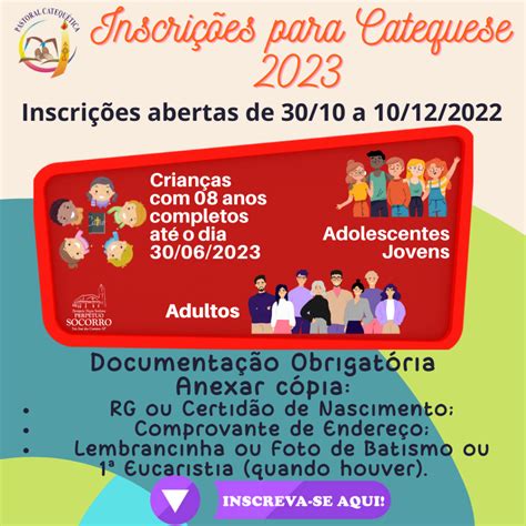 Inscrições Para A Catequese 2023 De 30 10 A 10 12 2022 « Paróquia N