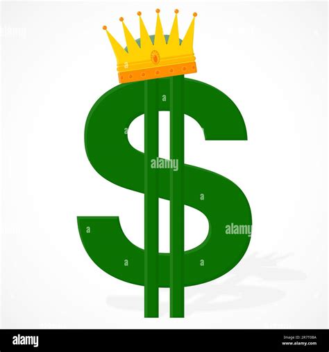 Currency symbol - the dollar on a white background with a royal crown ...