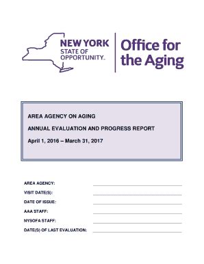 Fillable Online Aging Ny Annual Evaluation And Progress Report Aging