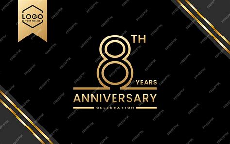 Premium Vector 8 Year Anniversary Celebration Anniversary Template Design With Golden Line Art