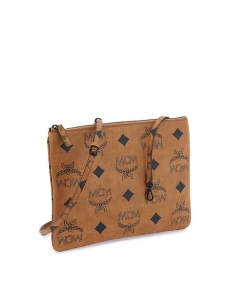 MCM Maxi Visetos Aren Pouch In Brown Lyst UK