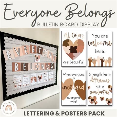 Everyone Belongs Bulletin Board Diversity Display Neutral Etsy In