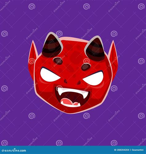 Cartoon Halloween Emoji, Devil Face Character Stock Vector - Illustration of sticker, devil ...