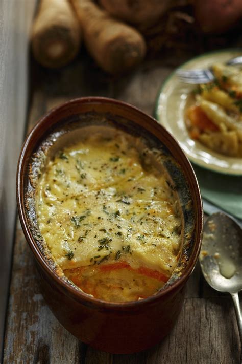 Gratin de panais pommes de terre patates douces et carottes 100 légumes