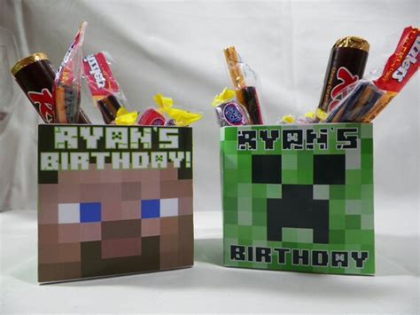 Items Similar To 12 Treat Boxes Minecraft Birthday Party Favors Treat Candy Box On Etsy