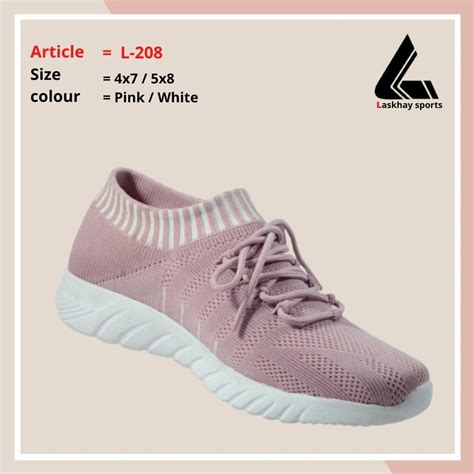 L-208 Girls Pink White Sports Shoes at Rs 160/pair | Women Sports Shoes ...