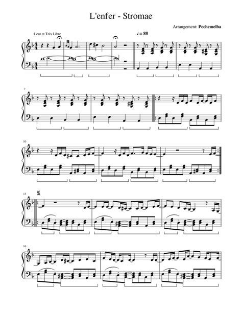 Lenfer Stromae Sheet Music For Piano Solo