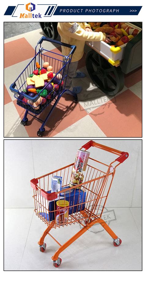 Metal Supermarket Shopping Trolley Colourful Kids Ride With Toy