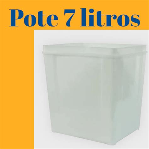 Pote Balde Retangular 7 Litros Tampa Lacre Kit 5 Unidades