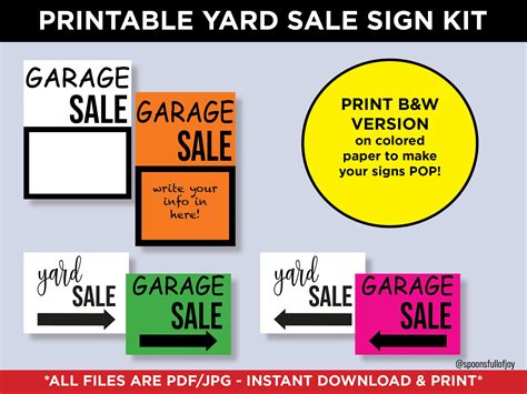 GARAGE SALE Sign Bundle, Yard Sale, Rummage Sale, Category Signs, Print ...