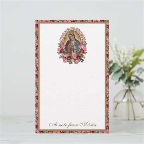 Papelería Virgen Católica María Guadalupe Rosas Stationery Zazzle