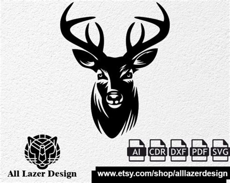 Deer Head Laser Cut Svg Dxf Files Wall Sticker Engraving Decal Etsy