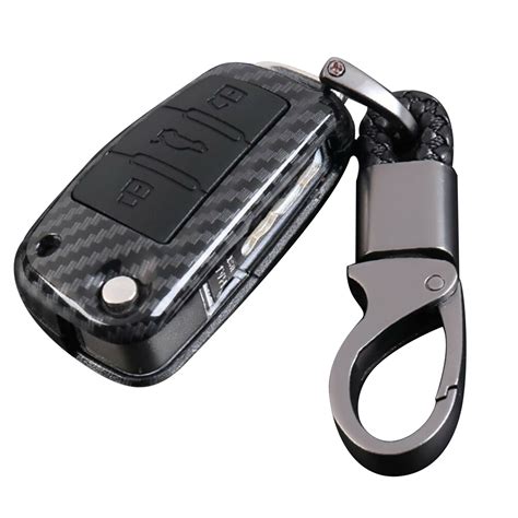 Carbon Fiber Car Key Cover Chain Remote Flip Fob For Audi A1 A8 Q3 Q5