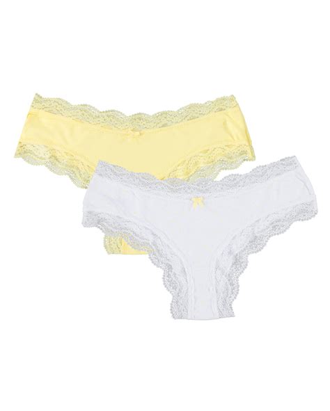 Riachuelo Kit Calcinha Biqu Ni Pe As Renda Riachuelo Amarelo Branco